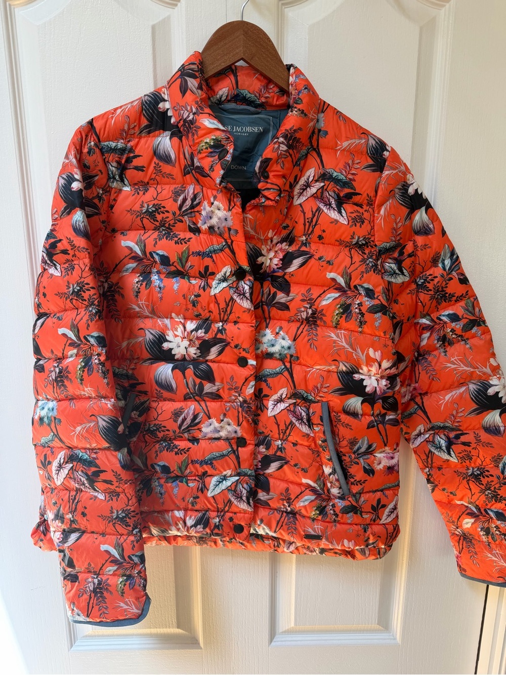 Ilse Jacobsen Orange Floral Quilted Puffer Jacket
